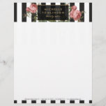 Vintage Floral Striped Salon Letterhead<br><div class="desc">Coordinates with the Vintage Floral Striped Salon Business Card Template by 1201AM. Your name and address is elegantly displayed over a black and white striped background with a vintage floral illustration overlay for a very chic and stylish aesthetic on this designer letterhead template. © 1201AM CREATIVE</div>