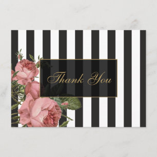 Vintage Floral Striped Salon Thank You Cards