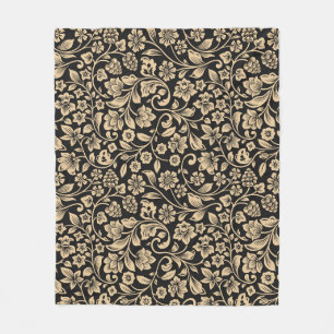 Vintage floral, stylized grey background fleece blanket