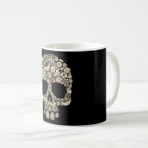 Vintage Floral Sugar Skull Coffee Mug