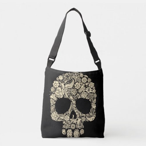 Vintage Floral Sugar Skull Cross Body Bag