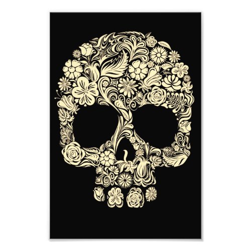 Vintage Floral Sugar Skull Photo Print