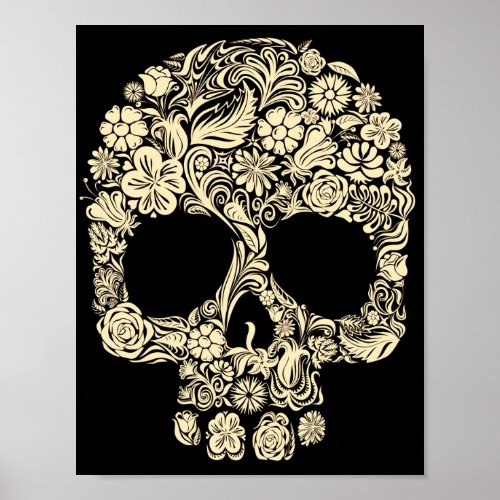 Vintage Floral Sugar Skull Poster