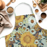 Vintage Floral Sunflower Womens Apron<br><div class="desc">A Stunning Hand Drawn Floral Sunflower Women's Apron. This design features a stunning floral design with beautiful sunflowers featured in a summer garden of beautiful daisies, flowers, and eucalyptus leaves with delicate butterflies flying throughout. The artwork and design on this women's apron was hand drawn, painted and then digitally created...</div>