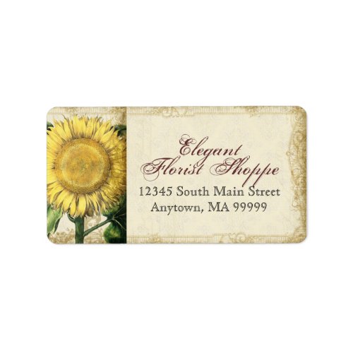 Vintage Floral Sunflowers - Autumn Fall Wedding Label