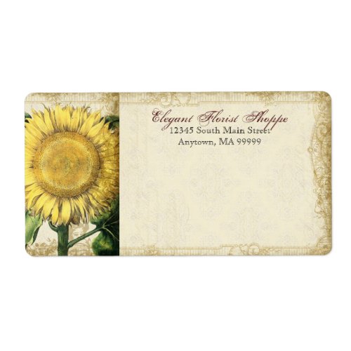 Vintage Floral Sunflowers _ Autumn Fall Wedding Label