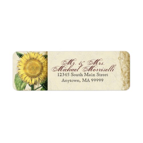 Vintage Floral Sunflowers - Autumn Fall Wedding Label