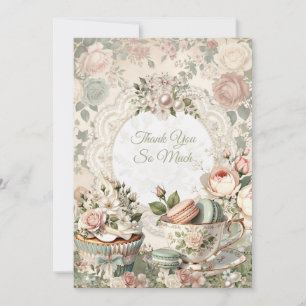 Vintage Floral Sweet 16 Thank You Card