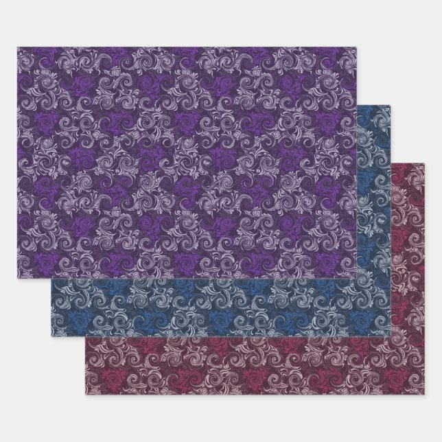 Vintage Floral Swirl Collection Wrapping Paper Sheets (Set)