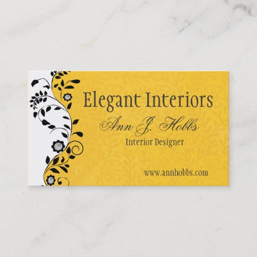 Customizable Vintage Floral Swirl Interior Designer Elegant Business Card