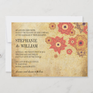 Vintage Floral Swirl Wedding Invitation
