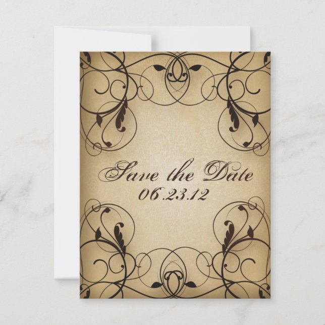 Vintage Floral Swirls Save the Date (Front)