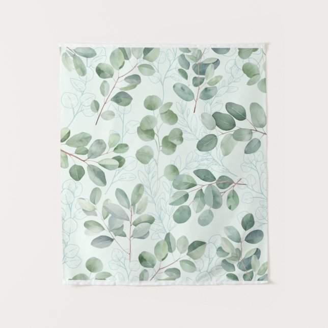 Vintage Floral tapestry Flower branch Green Tapest (Front)