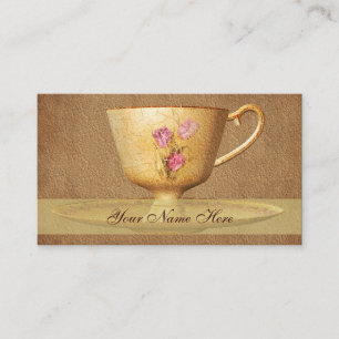 Vintage Floral Tea Cup Art Business Card