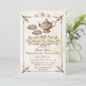 vintage floral tea party Bridal Shower Invites (Standing Front)