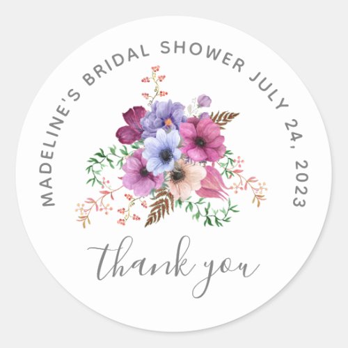 Vintage Floral Tea Party Bridal Shower Thank You Classic Round Sticker