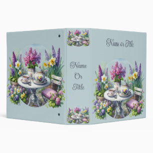Vintage Floral Tea Party in Garden 3 Ring Binder