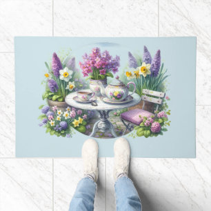 Vintage Floral Tea Party in Garden Doormat