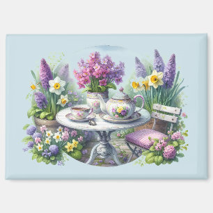 Vintage Floral Tea Party in Garden Magnet