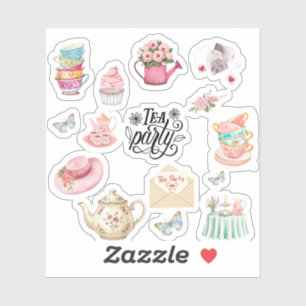 Vintage Floral Tea Party Sticker Sheet