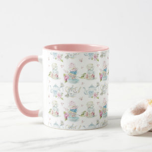 Vintage Floral Tea Party Victorian Watercolor Patt Mug