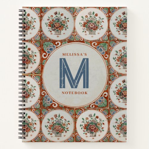 Vintage Floral Terracotta Tile Monogram Journal 