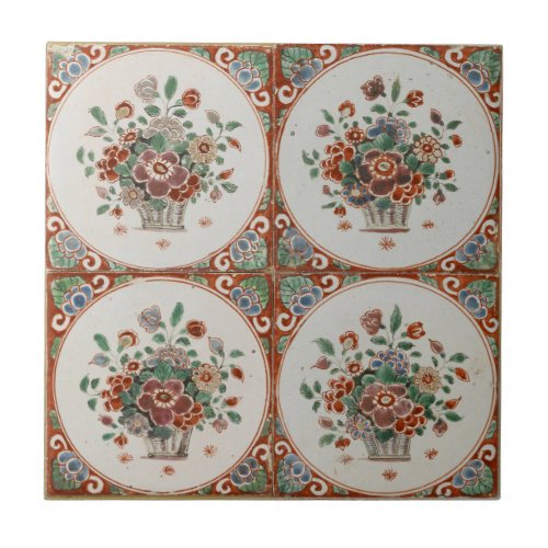 Vintage Floral Terracotta Tiles Pattern