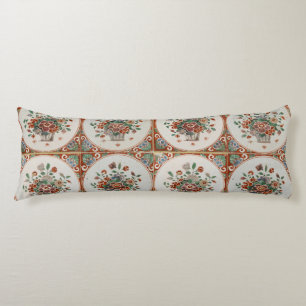 Vintage Floral Terracotta Tiles Pattern Body Pillow