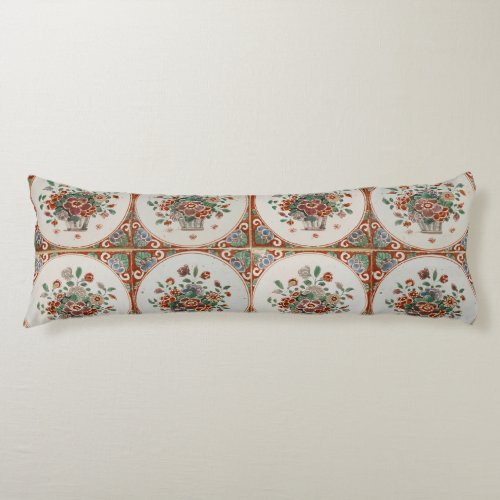 Vintage Floral Terracotta Tiles Pattern  Body Pillow