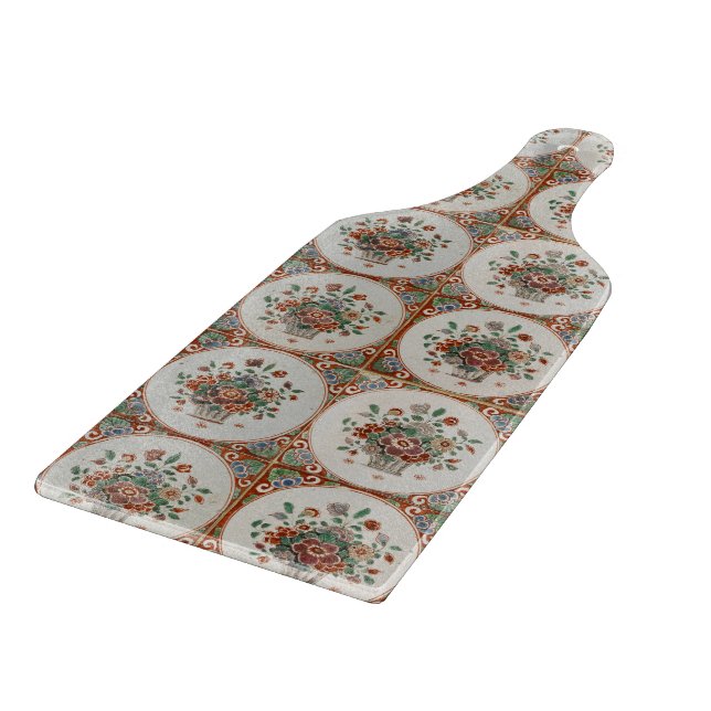 Vintage Floral Terracotta Tiles Pattern  Cutting Board (Corner)