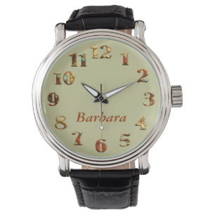 Vintage floral textile big numbers with name watch