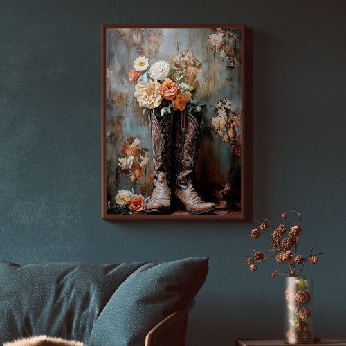 Vintage Floral Texture Cowboy Boots Decoupage  Tissue Paper