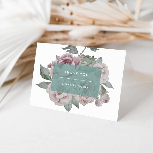 Vintage Floral Thank You Card  Jade