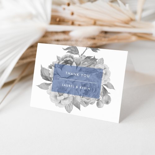 Vintage Floral Thank You Card  Navy