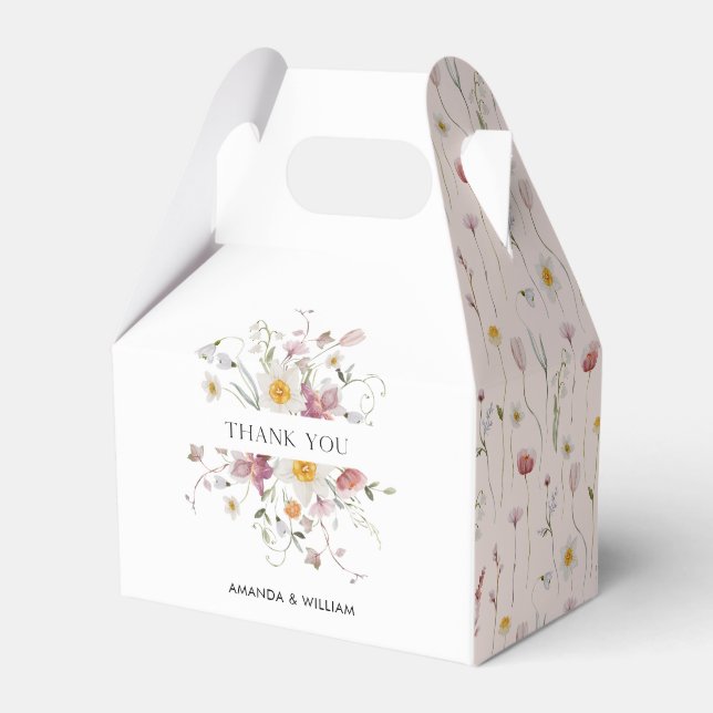 Vintage Floral Thank You Favor Boxes (Back Side)