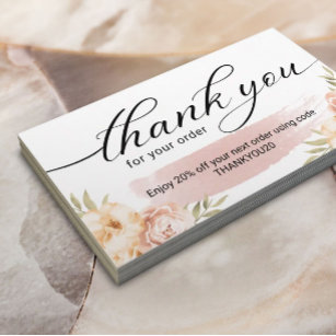 Vintage Floral Thank You for Your Order Business Card