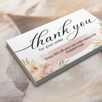Vintage Floral Thank You For Your Order Business Card by cardfactory at Zazzle