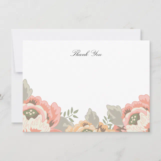 Vintage Floral Thank You Note Card | Zazzle