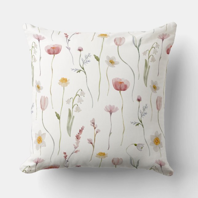 Vintage Floral Throw Pillow (Front)