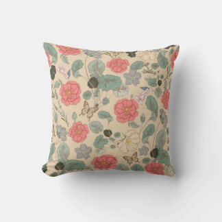 Vintage Floral Throw Pillow