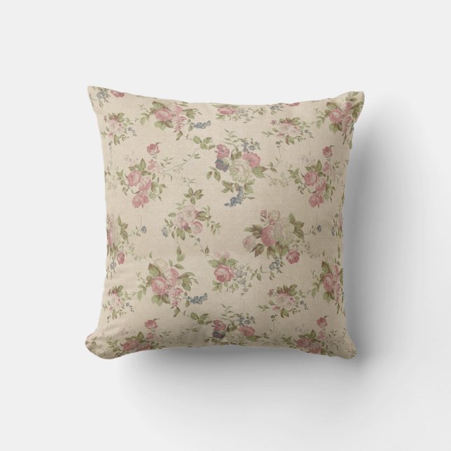 Vintage Floral Throw Pillow (Front)