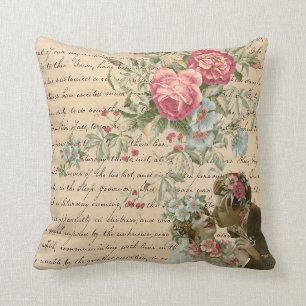 Vintage Floral Throw Pillow