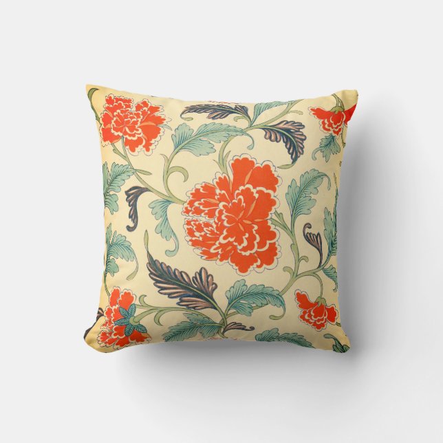 Vintage Floral Throw Pillow (Front)