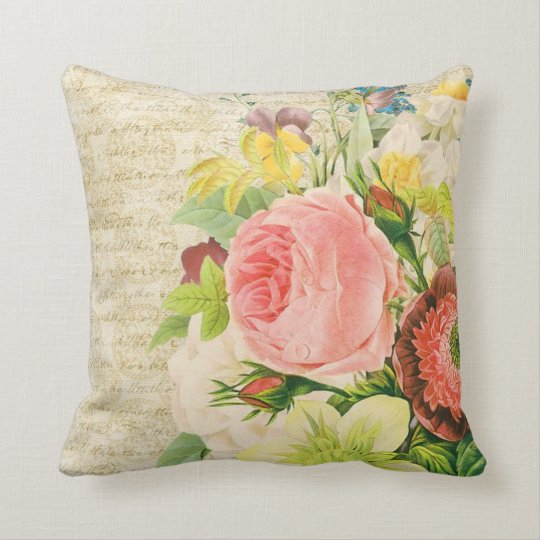 Vintage Floral Throw Pillow | Zazzle.com