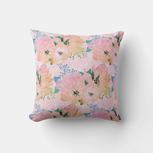 Vintage Floral Throw Pillow (Front)