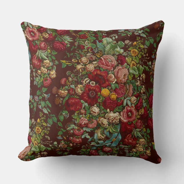 Vintage Floral Throw Pillow (Front)