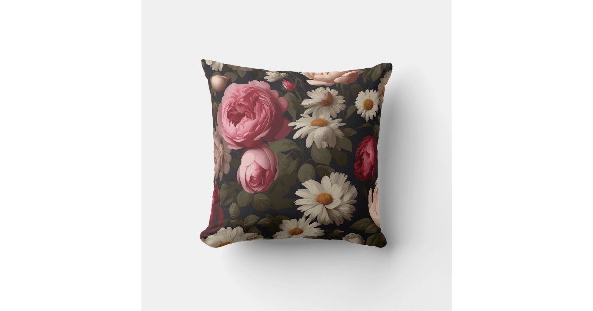 Vintage Floral Throw Pillow | Zazzle