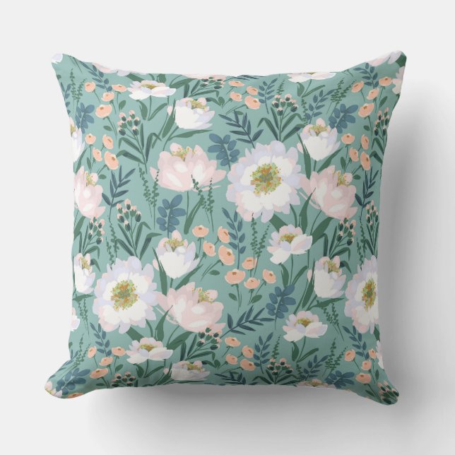Vintage Floral  Throw Pillow (Front)