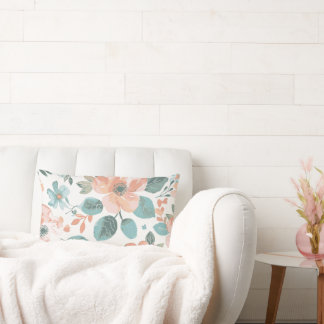 Vintage Floral Throw Pillow | Peach and Mint Botan