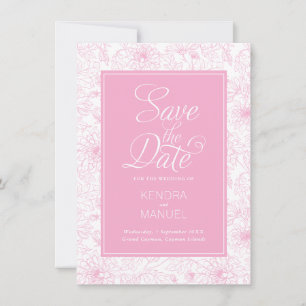 Vintage Floral Toile Blush Pink Wedding Save The Date